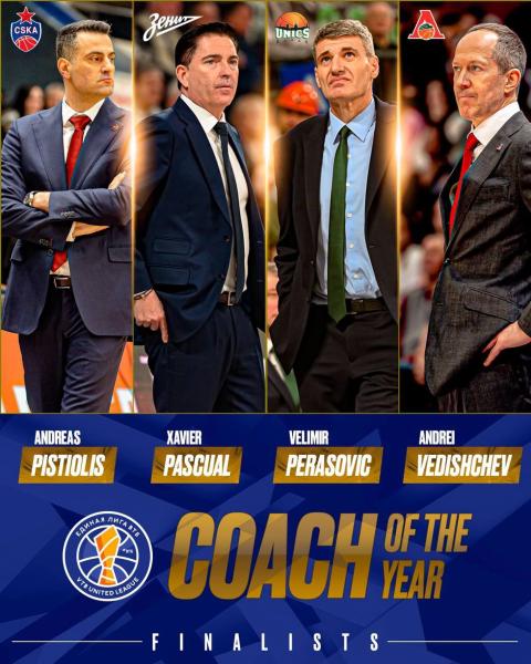 Хавьер Паскуаль, Андреас Пистиолис, Велимир Перасович и Андрей Ведищев – претенденты на награду лучшему тренеру года
